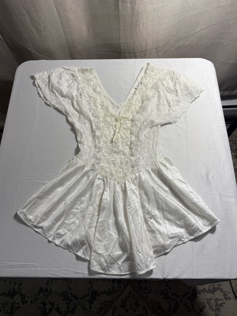 Vintage Cinema Etoile Lace Teddy Romper Lingerie White USA Womens M